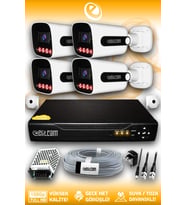Elitcam 4 Kameralı Zebra 4 Dış Kamera Set HDD'siz 5 MP Full HD Gece Görüşlü Güvenlik Kamerası Sistemi