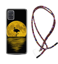 Samsung a71 A72 A73 A7 A9 2018 C7 C9 Kılıf Boyun Asklı Rasta Silikon Ay ve Flamingo 1775