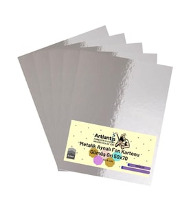 Gümüş Gri 50x70 Metalik Aynalı Fon Kartonu 5 Adet 1 Paket Artlantis Aynalı Metalik Fon Kartonu