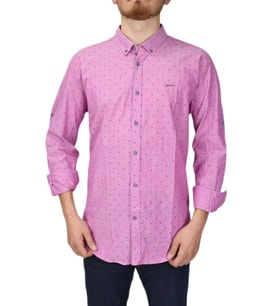 Erkek Puantiyeli Spor Gömlek DYM-9585 (Pembe)