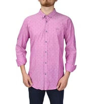 Erkek Puantiyeli Spor Gömlek DYM-9585 (Pembe)