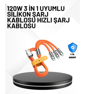 3’ü 1 Arada Kablo – 120W Hızlı Şarj ve Veri Aktarımı Özellikli