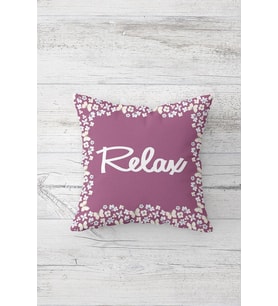 Relax Yazılı Çift Tarafı Baskılı Gizli Fermuarlı Yastık Kılıfı Kırlent Koltuk Yastık Kılıfı (Mor)