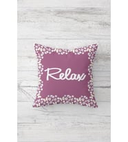 Relax Yazılı Çift Tarafı Baskılı Gizli Fermuarlı Yastık Kılıfı Kırlent Koltuk Yastık Kılıfı (Mor)