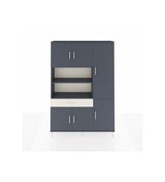 Arges Dolap 10 Raflı Tek Çekmeceli 6 Kapaklı 132x30x195 Antrasit-Antrasit/Aytaşı