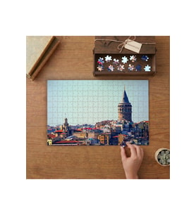Galata Kulesi Manzarası Tasarımı 240 parça Ahşap Puzzle Ahşap Kutuda MP08694