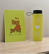BK Gift Sevgiliye Özel İsimli Sarı Defter ve Cam Matara Hediye Seti-3, Sevgiliye Hediye, Sevgililer Günü, Yeni İş Hediyesi