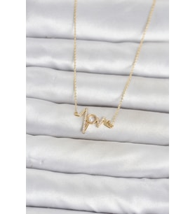 Pirinç Gold Renk Kalp Ritmi Model Kadın Kolye TJ-BKO11124