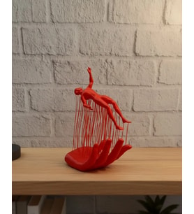 3D El Formlu İnsan Figürü Kırmızı Soyut Tasarım Dekoratif Biblo 12X18 Cm