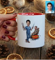 Kişiye Özel Karikatürlü Erkek Diş Hekimi Kupa Bardak Tıp Bayramı Hediyesi