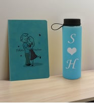 BK Gift Sevgiliye Özel İsimli Turkuaz Defter ve Cam Matara Hediye Seti-10, Sevgiliye Hediye, Sevgililer Günü, Yeni İş Hediyesi