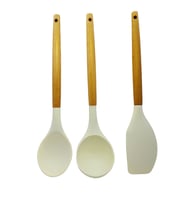 ahşap saplı lüks silikon spatula seti  3 ' lü