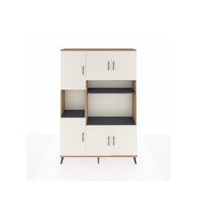 Arges Dolap 9 Raflı 6 Kapaklı 132x30x195 Çam-Aytaşı/Antrasit