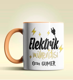 Kişiye Özel Elektrik Mühendisi Tasarımlı Turuncu Kupa Bardak (Turuncu)