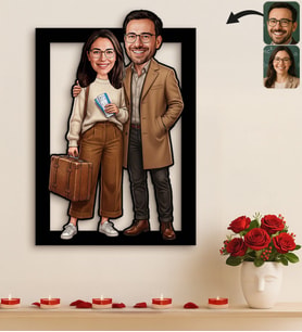 BK Gift Kişiye Özel Sevgili Karikatürlü 3D Ahşap Tablo -19, Fotoğraftan Karikatür, Sevgililer Günü Hediyesi, Ev Hediyesi