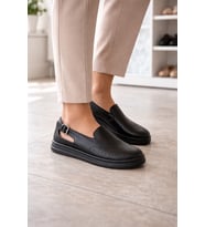 Siyah İnce Taban Kadın Günlük Comfort Ayakkabı – Kaymaz Taban