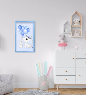 BK Home Sevimli Fil Tasarımlı Dekoratif Mavi Ahşap Çerçeveli Çocuk Odası Tablo-8