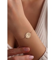 Kişiye Özel Minimal Harf Disk Bileklik 925K Gümüş (Gold)