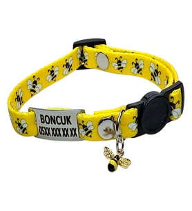 Güvenlik kilitli ( safety click ) Kedi tasması, kedi künyesi, kedi isimlik, sallanmayan kedi künyesi, isimli kedi tasması (Gümüş)