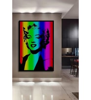 Çerçeve Görünümlü Dekoratif Ahşap Kare Marilyn Monroe Renk Patlaması Tablosu Ev/Ofis/İşyeri Tablo