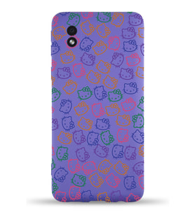 Samsung Galaxy A01 Core Uyumlu Lansman Kılıf Hello Kitty Tasarımlı İçi Kadife Kapak-Mor (Şeffaf)