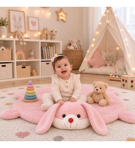 Bebek Oyun Halısı 120 cm Tavşanlı Oyun Matı (%100 Yerli)
