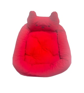 Yıkanabilir Silikon Elyaf Dolgulu Kedi Köpek Yatağı 52x56cm Kırmızı