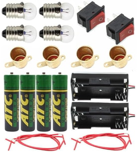 ve Paralel Basit Elektrik Devresi 1 Paket Deney Seti Sarı Mini Duy 4 Adet Mini Ampul 4 Adet Anahtar İş Eğitimi Seti