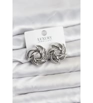 Gümüş Renk Pirinç Keskin Sarmal Model Kadın Küpe - TJ-BKP11601