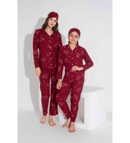 Yeni Sezon Sonbahar/Kış Kız Çocuk Ayıcık Desenli Süet Pijama Takımı 2724-9 Bordo