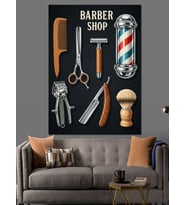 Berber Dükkanı Retro Poster Dekoratif Kanvas - Mdf Ahşap Tablo