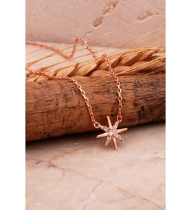 Kutup Yıldızı Mini Rose Gümüş Kolye 7988