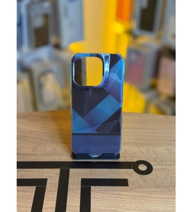 iPhone 15 Pro Uyumlu Kristal Görünümlü Geometrik Desenli Parlak Kılıf (Mavi)