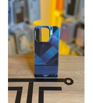 iPhone 15 Pro Uyumlu Kristal Görünümlü Geometrik Desenli Parlak Kılıf (Mavi)