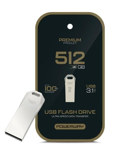 Powerway Premium 512 GB 100MB/S Ultra Hızlı USB 3.1 Metal Silver Flash Bellek