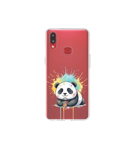 Samsung Galaxy A10s ile Uyumlu Splash Panda Tasarımlı Şeffaf Silikon Kılıf