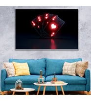 Neon Oyun Kartı Kanvas Tablo
