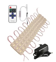 20 Adet 24 Volt 3 Watt 3 Lens 3000K Günışığı 3030 Led Modül 12A Tek Renk RF Dimmer 2A Priz Tipi Adap