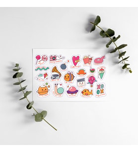 Karakterli Hayvanlı Yazılı Tasarımlı A5 20 Adet Stickers Çıkartma PYTKSTKR37