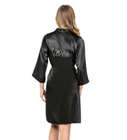 Arias Closet Siyah Kısa Saten Bride Sabahlık