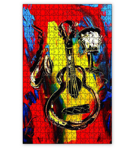 Cakapuzzle Müzik Aletleri Boyama Puzzle Yapboz MDF (Ahşap) (120 Parça)