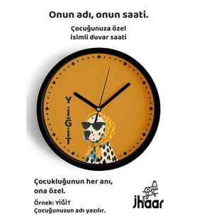 İsme Özel Dalmaçyalı Köpek Çocuk Odası Duvar Saati Orta Boy 30 cm Siyah Camlı Sessiz