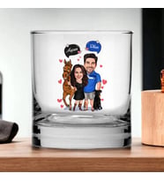 Kişiye Özel Her Daim Mutlu Çiftler Karikatürlü Viski Kadehi