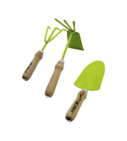 ELTOS EBS-003 3PCS BAHÇE HOBİ SETİ RENKLİ METAL ÇİFT BAŞLI ÇAPA - 3 DİŞLİ TIRMIK - KÜREK AHŞAP SAPLI (5680)