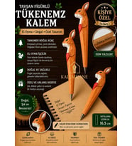 Kalemhane Kişiye Özel El Oyma İşçilik Özel Yapım Tükenmez Kalem Tavşan Figürlü