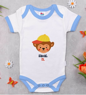 BK Kids Havalı Ol Tasarımlı Mavi Bebek Body Zıbın-1