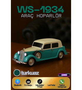 WS-1934 Pontiac Sedan Diecast Araba Bluetooth Hoparlör Işıklı, FM Radyo ve USB Destekli Müzik Kutusu