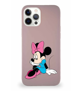 Apple iPhone 12 Pro Max Soft Premier Kapak Minnie Mouse-E Tasarımlı Silikon Kılıf - Pudra (Şeffaf)