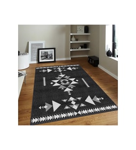 Rovigo Home Dijital Baskı Yıkanabilir Kaymaz Taban Salon Halısı RVG0099-SD1060 (Siyah)