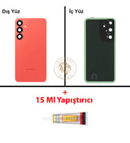 Samsung Galaxy S25 Plus Mercan Renk Arka Kapak + B7000 Yapıştırıcı Arka Cam Batarya Kapağı Pil Kapağı Lazer Kesim Back Cover Galaxy S25 Plus Uyumlu